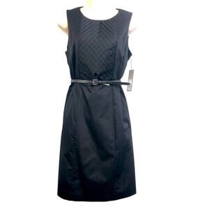 NWT Apt 9 Black Fit and Flare Sleeveless Dress Slim Silhouette Basketweave Front